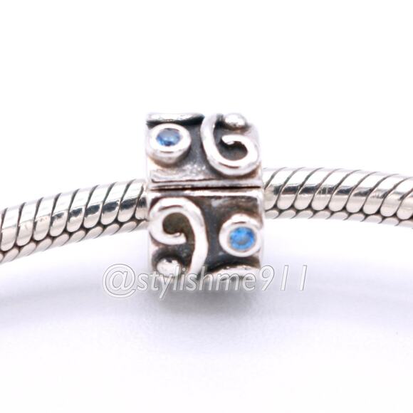 Authentic PANDORA Tendril Blue CZ Clip - 790380CZB - Picture 5 of 11